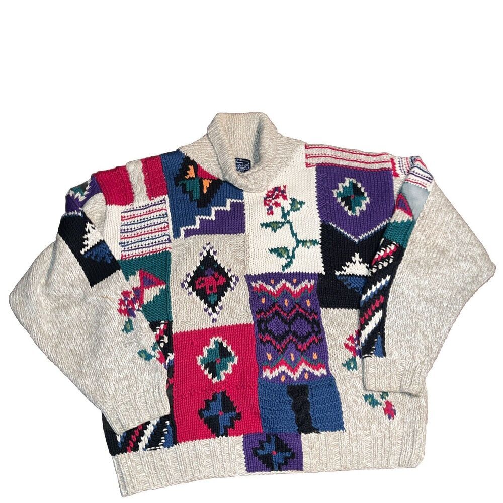 Vintage Woolrich Women's Winter Sweater, Festive Pattern, Size XL Cozy Mock